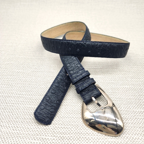 Christian Dior Vintage Belt Medium Blue Leather Women - Picture 2 of 15